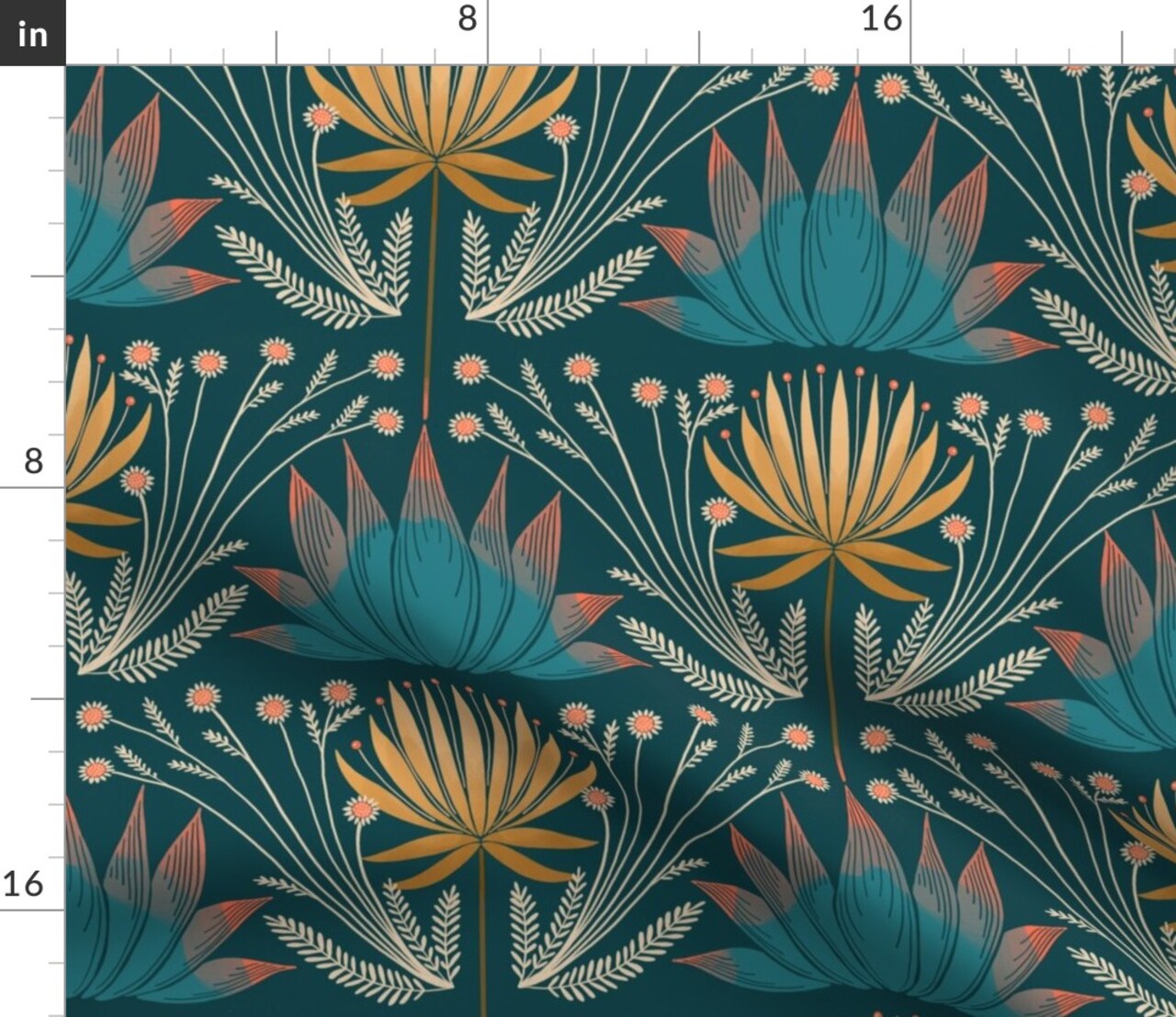 Floral Botanical Moody Wildflower Nature Garden Jewel Tone Custom Printed Fabric by Spoonflower Various Fabrics by the Yard or Fat Quarter